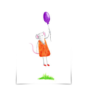 Joyeux anniversaire Missy Mouse tenant une carte à