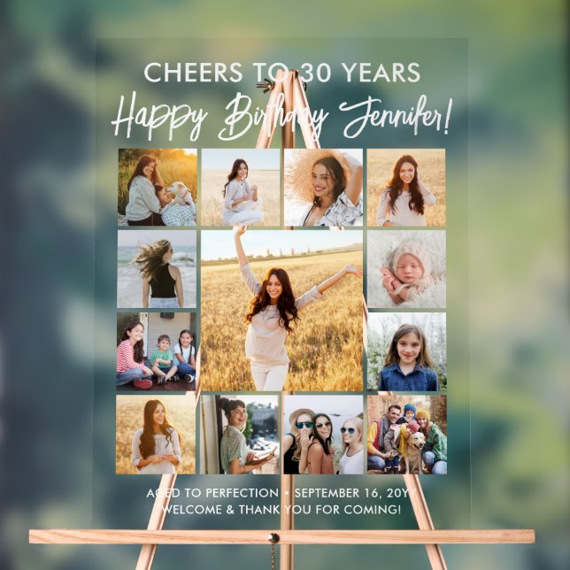 Joyeux Anniversaire moderne Script Photo Collage P (Neutre)