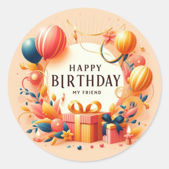 Joyeux anniversaire mon ami autocollant (Devant)