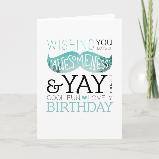 Joyeux anniversaire moustache amusant carte de typ (Devant)