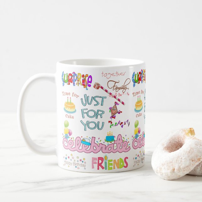 Joyeux Anniversaire Mug amis Famille Surprise (Avec donut)
