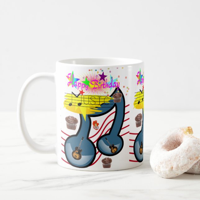 Joyeux Anniversaire Mug Musicien Guitare (Avec donut)