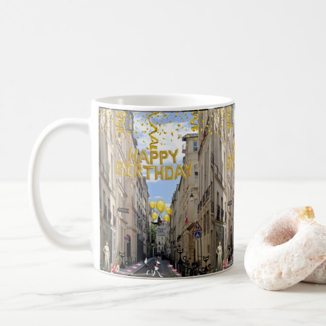 Joyeux Anniversaire Mug Paris France (Avec donut)