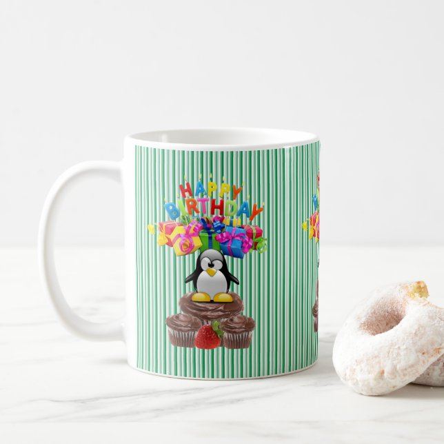 Joyeux Anniversaire Mug Penguin (Avec donut)