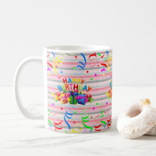 Joyeux Anniversaire Mug Stripe