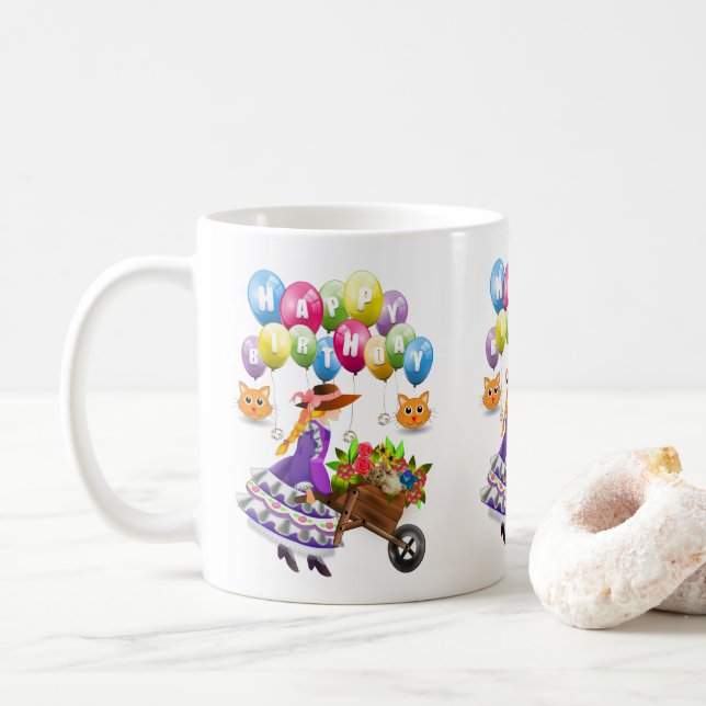 Joyeux Anniversaire Mug Victorian (Avec donut)