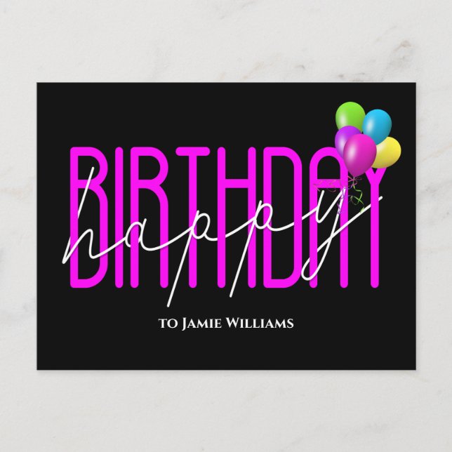 Joyeux Anniversaire Neon invitation  (Devant)