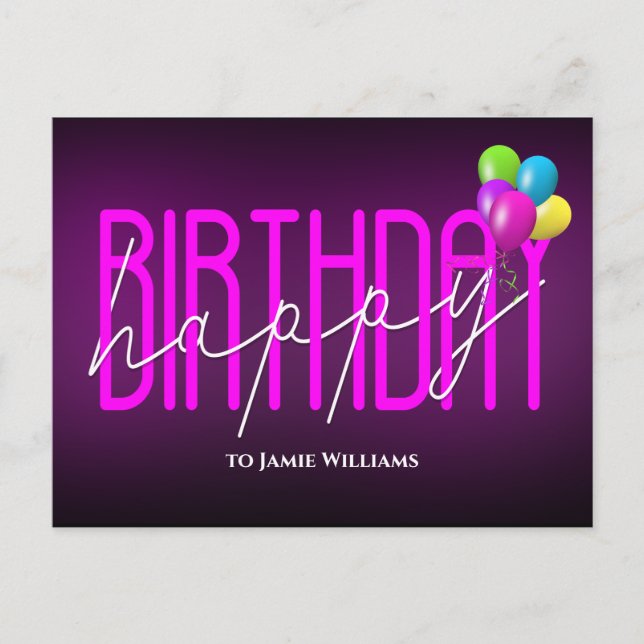 Joyeux Anniversaire Neon invitation  (Devant)