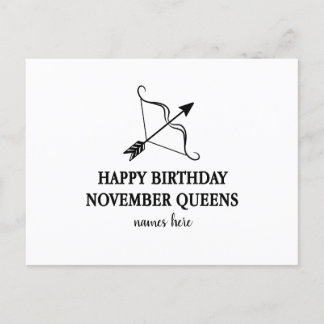 joyeux anniversaire novembre carte reine personnal