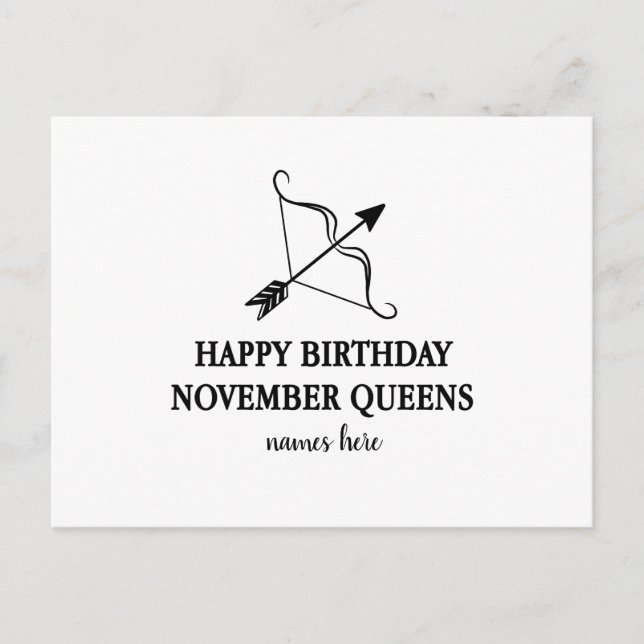joyeux anniversaire novembre carte reine personnal (Devant)