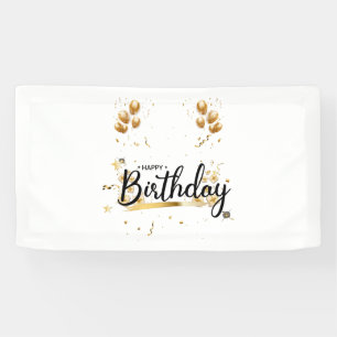 Joyeux Anniversaire Or 1.6x3 Bannière en Vinyle