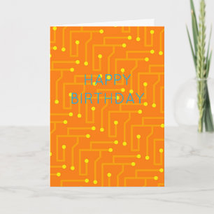 Joyeux anniversaire Orange Jaune Carte de Circuit 