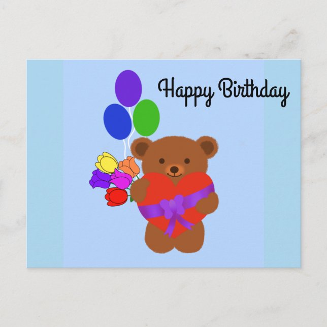 Joyeux Anniversaire Ourson Mignon #4 Carte Postale (Devant)