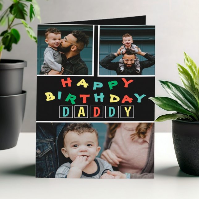 Joyeux Anniversaire papa coloré 3 Carte photo (Créateur téléchargé)