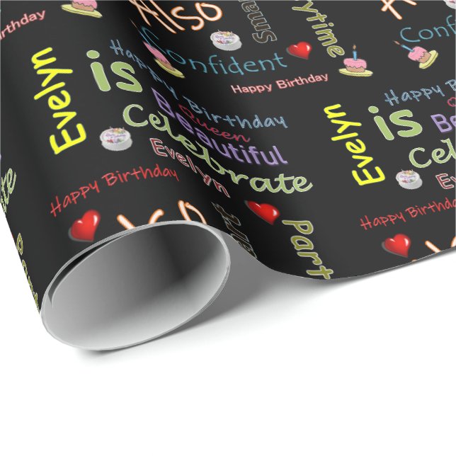 Joyeux Anniversaire Papier cadeau d'enveloppement  (Coin rond)