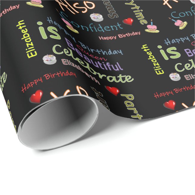 Joyeux Anniversaire Papier cadeau d'enveloppement  (Coin rond)