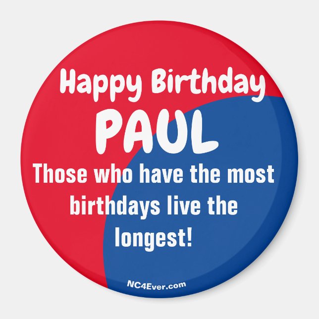 Joyeux anniversaire PAUL aimant rouge/bleu (Devant)