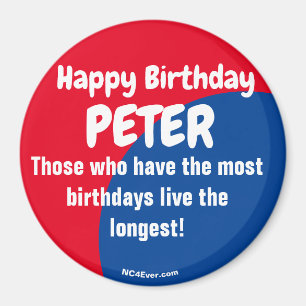 Joyeux Anniversaire PETER rouge/bleu aimant