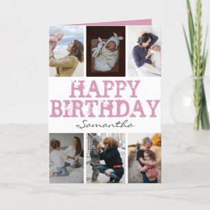 Joyeux Anniversaire photo Collage rose carte d'ann