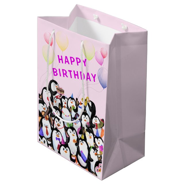 Joyeux Anniversaire Pingouin Sac cadeau amusant (Dos Angle)
