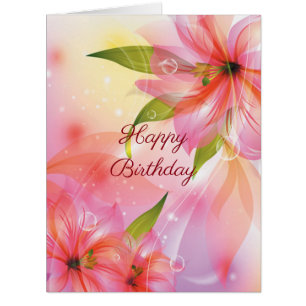Joyeux Anniversaire Pink Floral Big Card