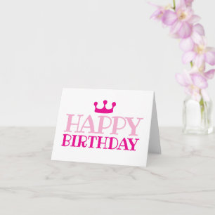 Joyeux Anniversaire Pink Princess Girl Carte pliée