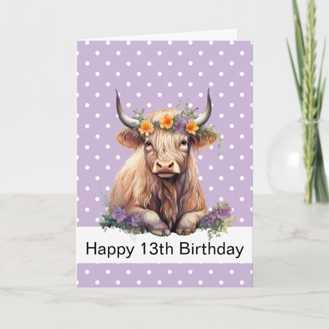 JOYEUX ANNIVERSAIRE Purple LONG CHEVEUX CARTE BROW (Devant)