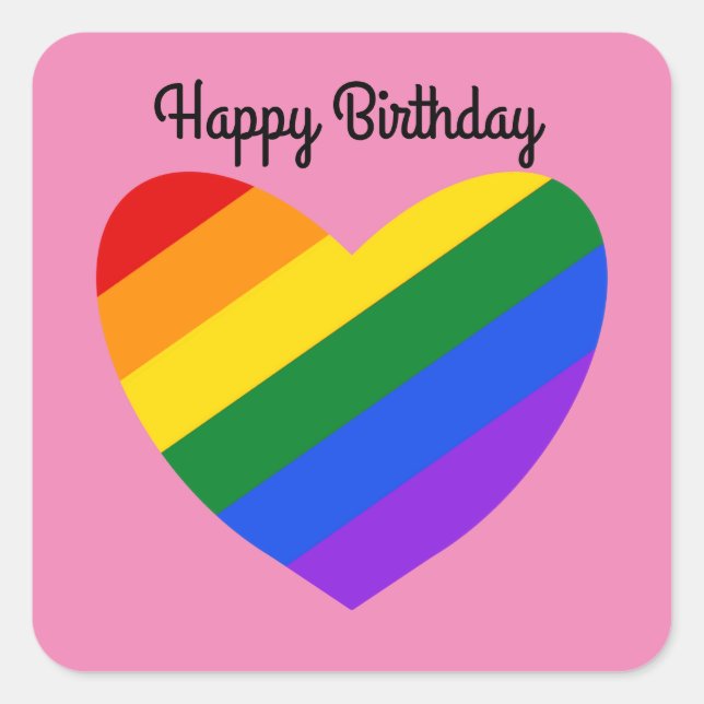 Joyeux anniversaire Rainbow Heart #1 Stickers (Devant)