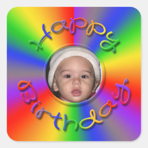 Joyeux anniversaire Rainbow Photo Stickers Modèle