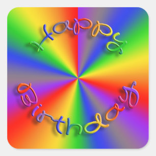 Joyeux anniversaire Rainbow Stickers Carré