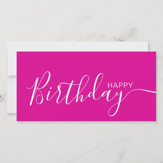 Joyeux Anniversaire Rose chaud blanc moderne carte (Devant)