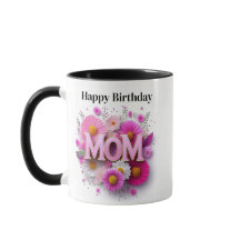 Joyeux Anniversaire Rose floral Mug