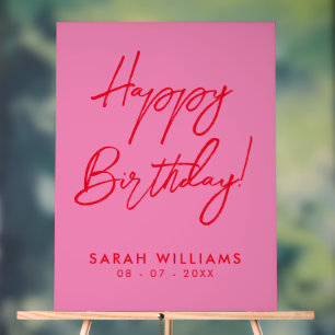 Joyeux Anniversaire rose rouge moderne Script