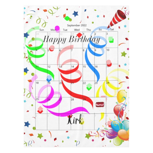 Joyeux anniversaire Septembre 2022 Nappe (Devant)