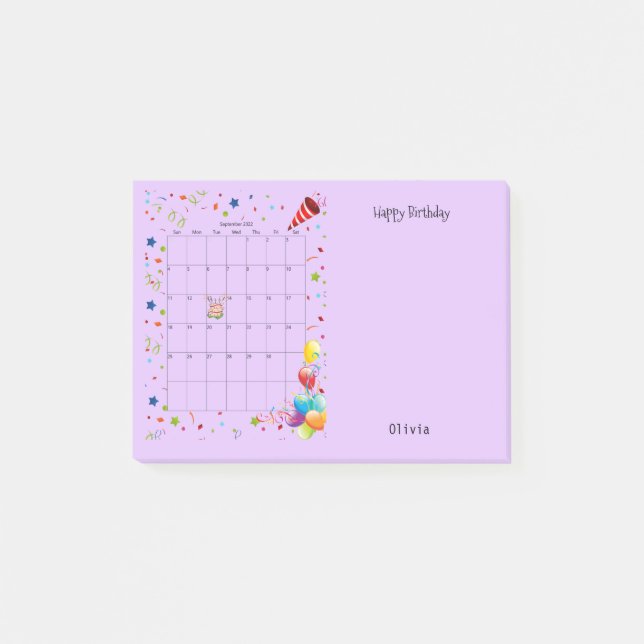 Joyeux anniversaire Septembre 2022 Post-it Notes (Devant)