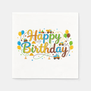 Joyeux Anniversaire Serviettes en papier Engins de