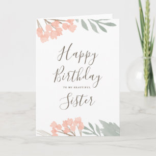 Joyeux anniversaire sœur carte florale de vœux