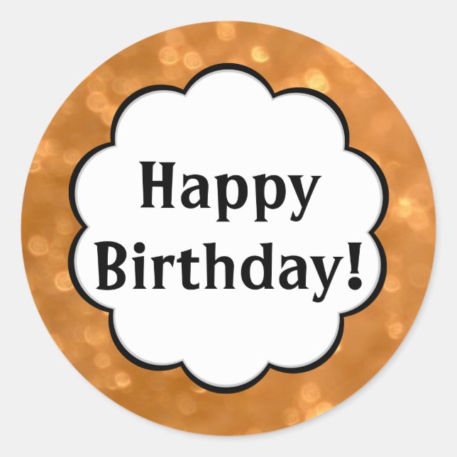 Joyeux anniversaire - Sticker rond d'or (Devant)