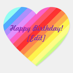 Joyeux anniversaire - Stickers Coeur Arc-en-ciel