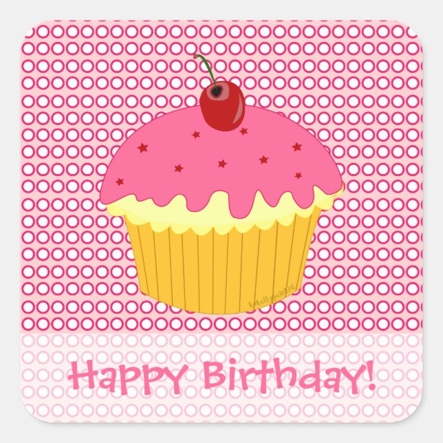 Joyeux anniversaire ! Stickers Cupcake rose (Devant)