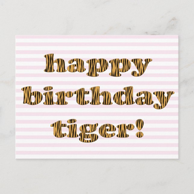 Joyeux anniversaire tigre ! Carte postale avec imp (Devant)