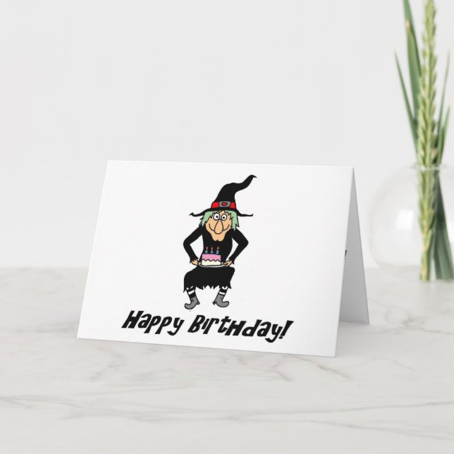 Joyeux Anniversaire Tu Vieux Carte De Sorcière (Devant)