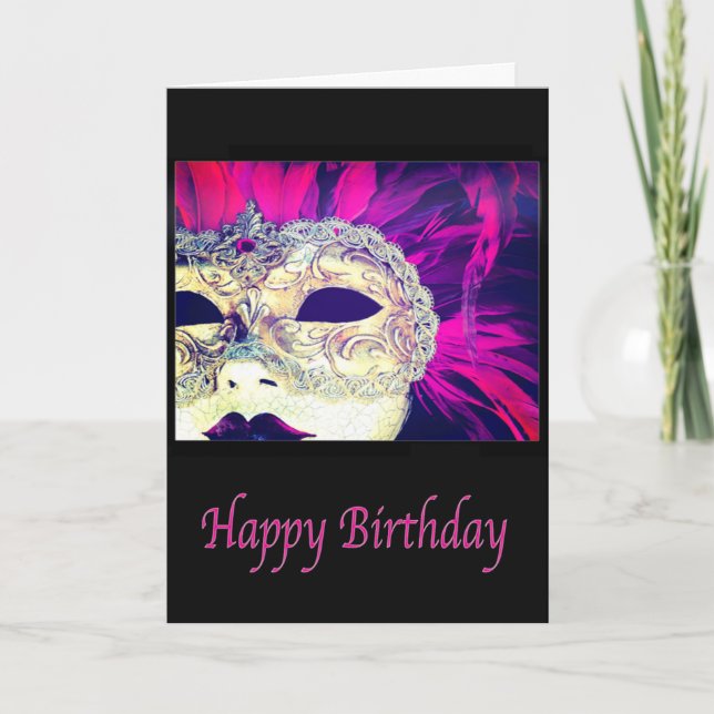 Joyeux Anniversaire Venise Masque D'Une Carte Femm (Devant)