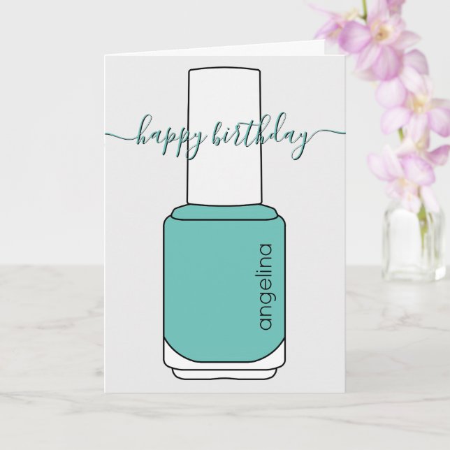 Joyeux Anniversaire vernis art turquoise carte (Orchidée)