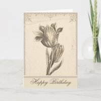 joyeux anniversaire vintage tulip élégante carte d