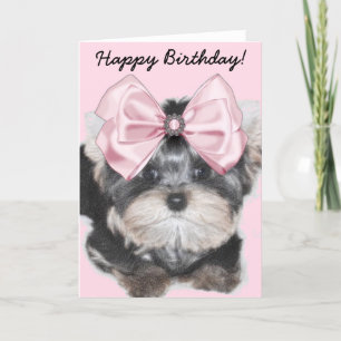 Joyeux anniversaire Yorkie chiot carte de voeux