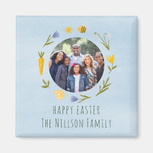 Joyeux Aquarelle de Pâques mignonne Famille aimant