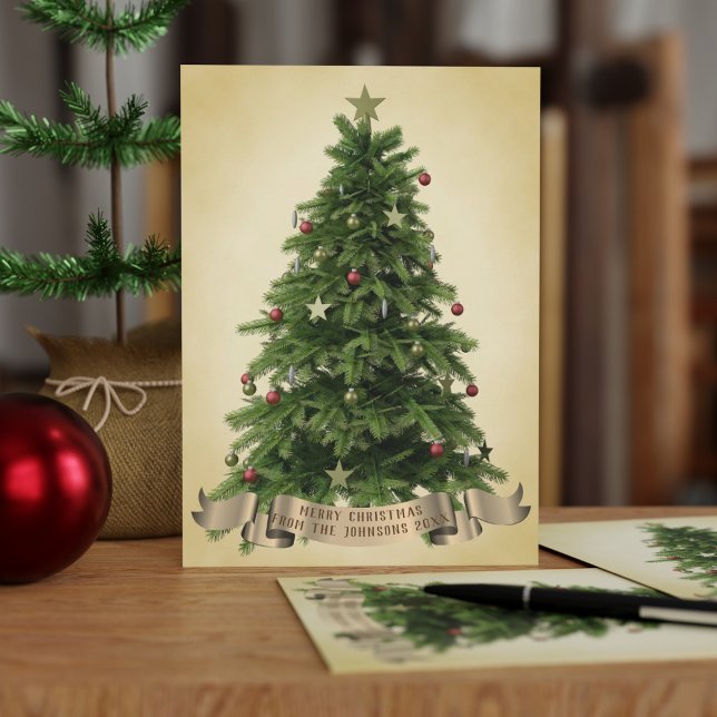 Joyeux Arbre de Noël de la carte de vacances de no (Merry Christmas from the Christmas Tree! Just add your family name)