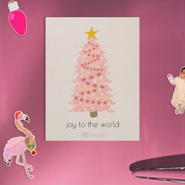Joyeux Arbre rose Nom personnalisé Carte Magnet de (Créateur téléchargé)