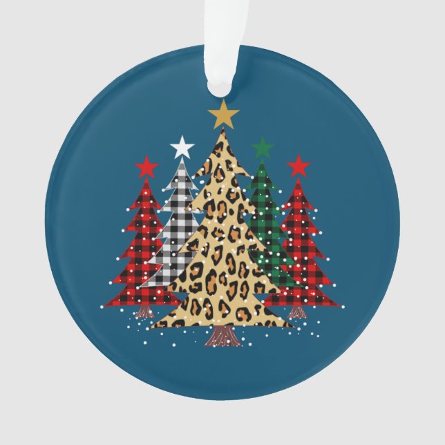Joyeux arbres de Noël avec Buffalo Plaid & Leopard (devant)